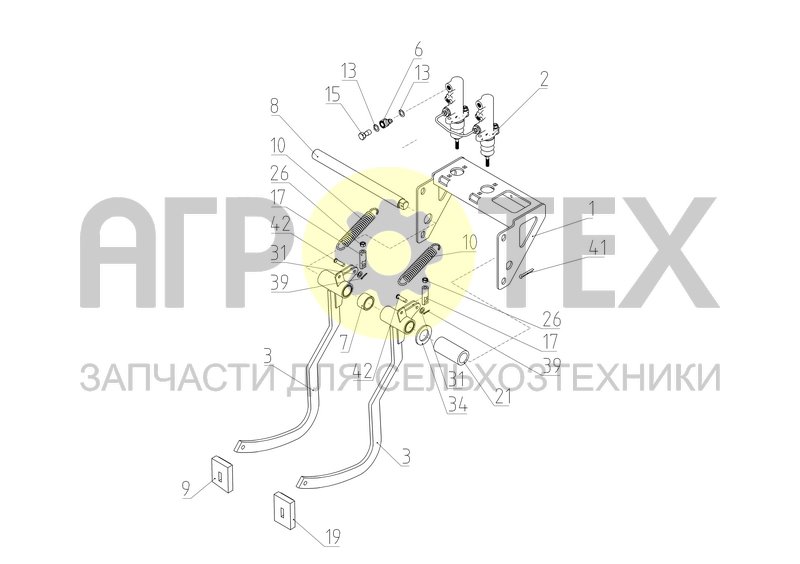 Блок педалей (2650.24.14.000) (№6 на схеме)